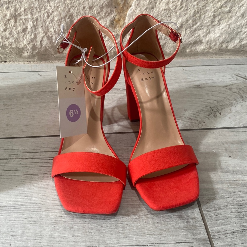 a new day Red Block Heel Sandals